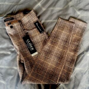 Mid-Rise Ankle Skinny Leggings, Pockets, Tan/Black Pattern, by Liverpool LA